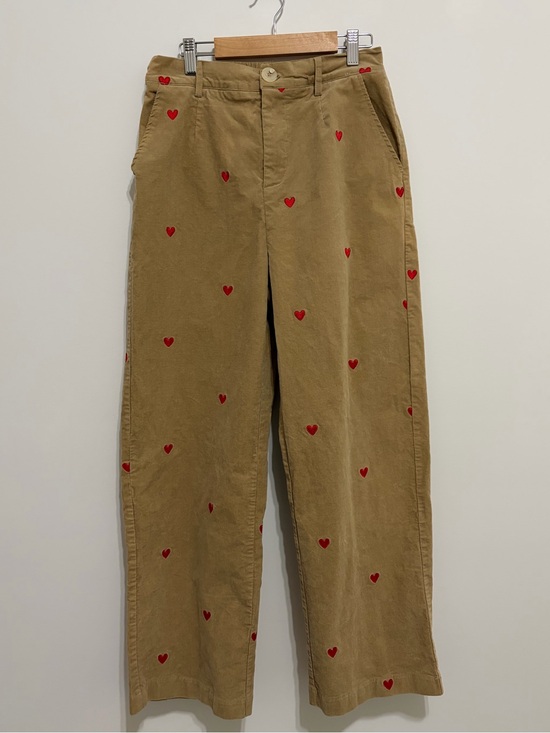 Cider Denim - Cider Tan Straight-Leg Corduroy Jeans with Red Heart Embroidery